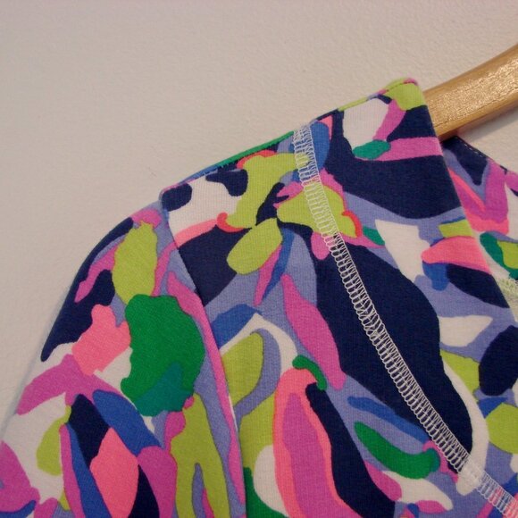 Lilly Pulitzer Floral Tunic Top V-neck Stretchy Purple Pink Green Blue Small - Picture 5 of 12